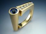 18k Gold Contemporary Sapphire and Diamond Woman's Ring