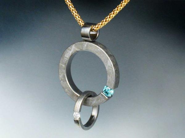 Earth and Moon Diamond and Meteorite pendant picture