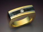 18k Gold and Diamond Ring with Gibeon and Huckitta Meteorites