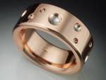 14k rose gold mans ring with Gibeon Meteorite craters