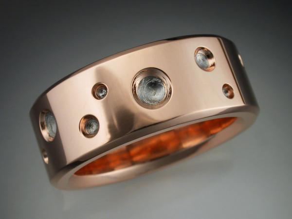 14k rose gold mans ring with Gibeon Meteorite craters picture