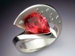 14k white gold Pink Tourmaline and Diamond ring