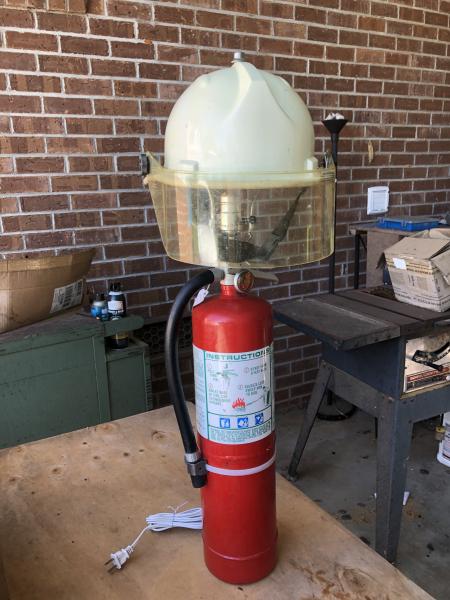 Lamp, Fire extinguisher w/helmet