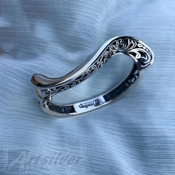 S-Curve Filigree Hinged Bangle Bracelet Style KS177 picture