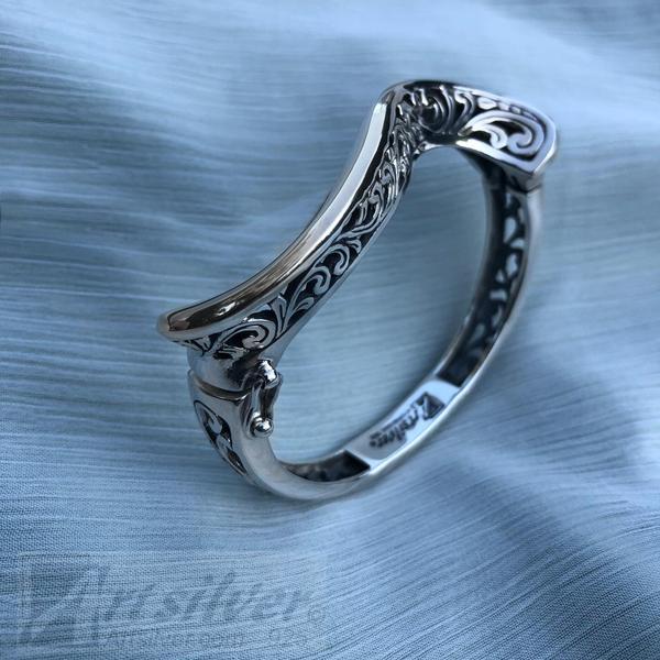 S-Curve Filigree Hinged Bangle Bracelet Style KS177 picture