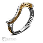 S-Curve Filigree Hinged Bangle Bracelet Style KS177