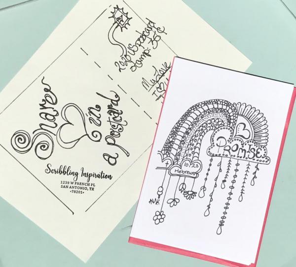 Promises Postcards -6 Line Art Postcards to Color and Mail- Greeting and Word of Encouragement Coloring Card picture