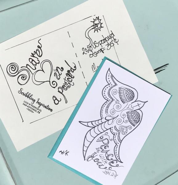Peace Postcards -6 Line Art Postcards to Color and Mail- Greeting and Word of Encouragement Coloring Card picture