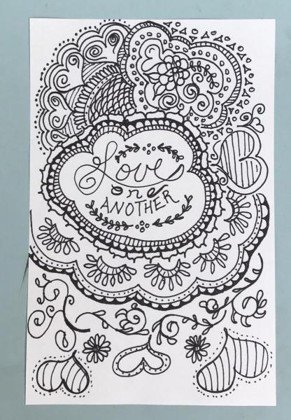 Love One Another - Original Line Art - Ink and Paper picture