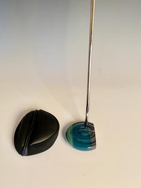 Golf putter with head cover (jade and dark blue)
