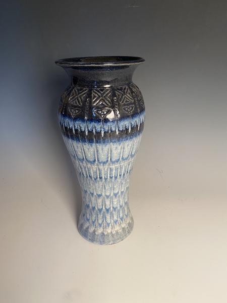 Tall blue vase