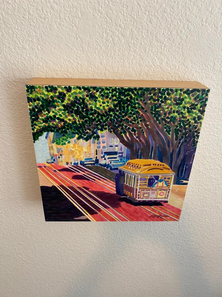 Original watercolor painting - 12"x12" - Trolley Love picture