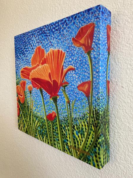 Watercolor canvas print - 12"x12" - "Poppy Swaying" picture