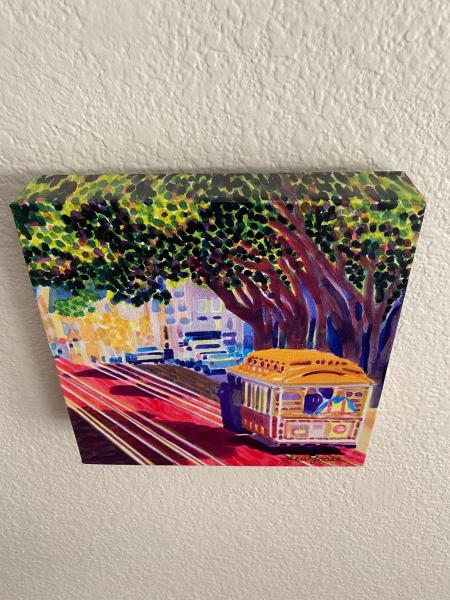 Watercolor Canvas Gallery Wrap Print - 8"x8" - "Trolley Love" picture