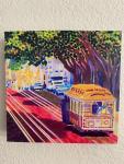 Watercolor Canvas Gallery Wrap Print - 8"x8" - "Trolley Love"