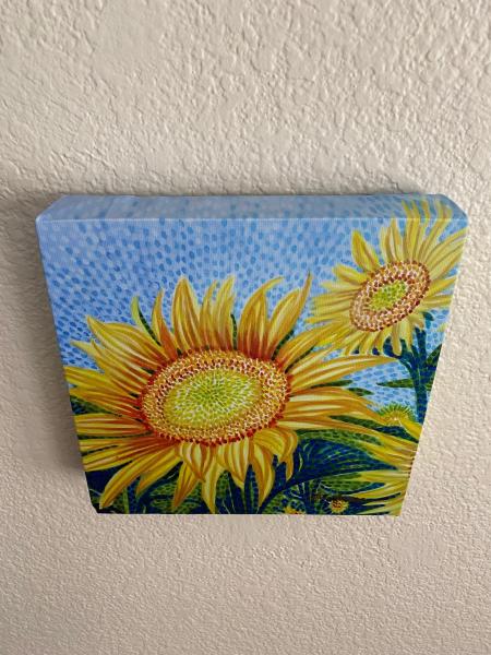 Watercolor Canvas Gallery Wrap Print - 8"x8" - "Sunflower" picture