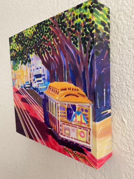 Watercolor Canvas Gallery Wrap Print - 8"x8" - "Trolley Love" picture