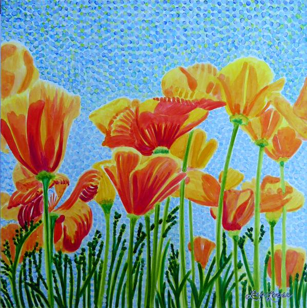 Watercolor Canvas Gallery Wrap Print - 12"x12" - "Poppy 1"