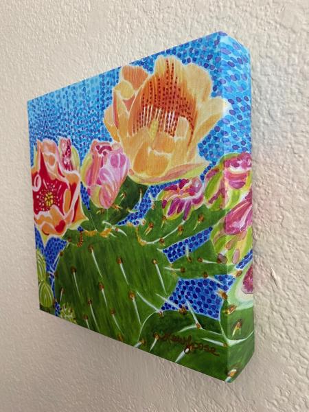 Watercolor Canvas Gallery Wrap Print - 8"x8" - "Beavertail Prickly Pear Cactus" picture