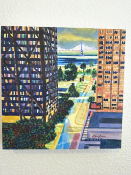Original watercolor painting - 12"x12" - "Brilliant Between Buildings" picture