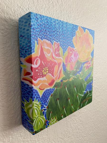 Watercolor Canvas Gallery Wrap Print - 8"x8" - "Beavertail Prickly Pear Cactus" picture