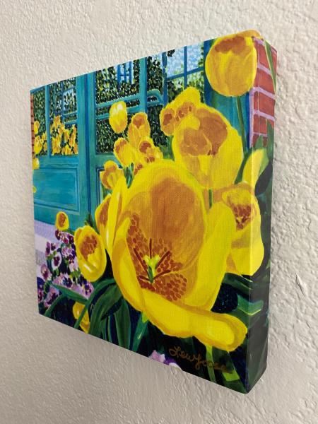 Watercolor Canvas Gallery Wrap Print - 8"x8" "Tulip - Yellow Lips" picture