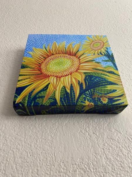 Watercolor Canvas Gallery Wrap Print - 8"x8" - "Sunflower" picture