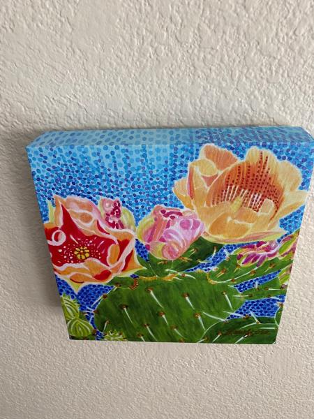 Watercolor Canvas Gallery Wrap Print - 8"x8" - "Beavertail Prickly Pear Cactus" picture