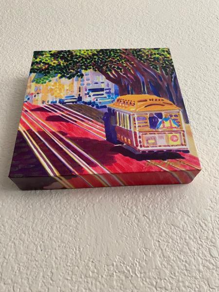 Watercolor Canvas Gallery Wrap Print - 8"x8" - "Trolley Love" picture