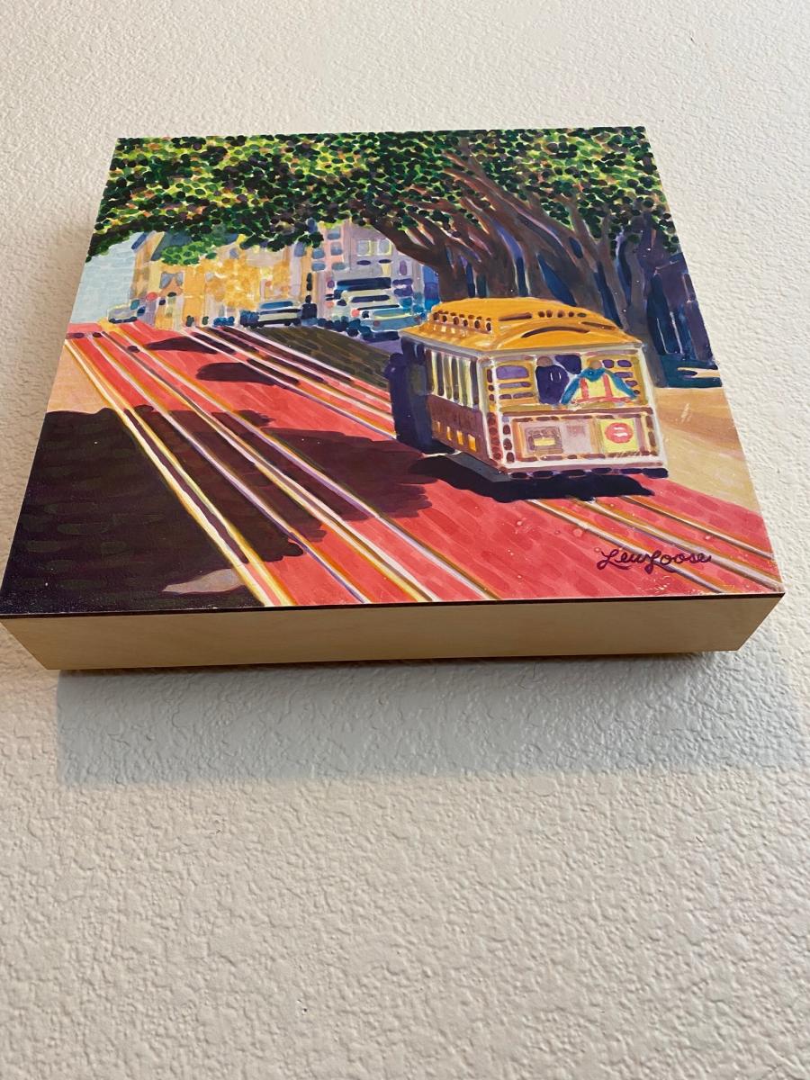 Original watercolor painting - 12"x12" - Trolley Love picture