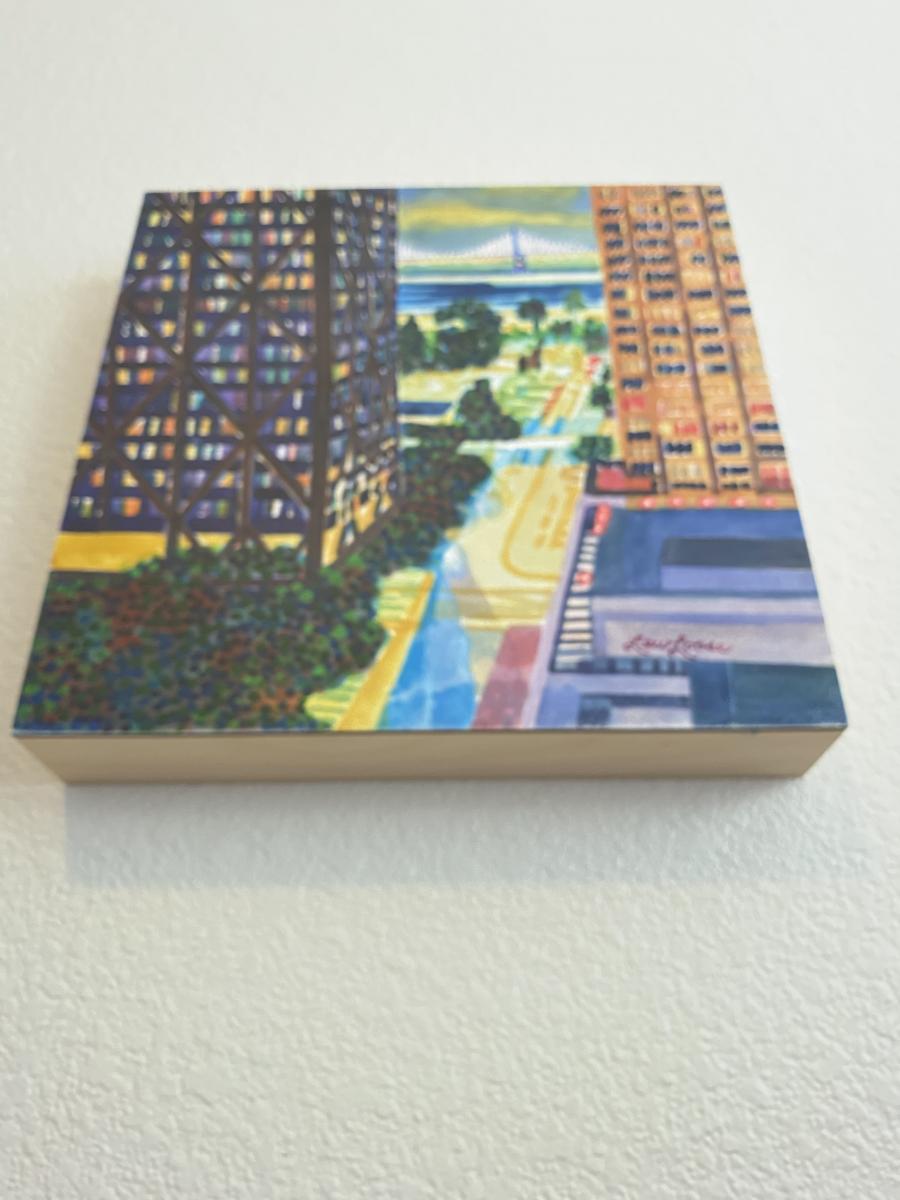 Original watercolor painting - 12"x12" - "Brilliant Between Buildings" picture