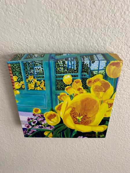 Watercolor Canvas Gallery Wrap Print - 8"x8" "Tulip - Yellow Lips" picture