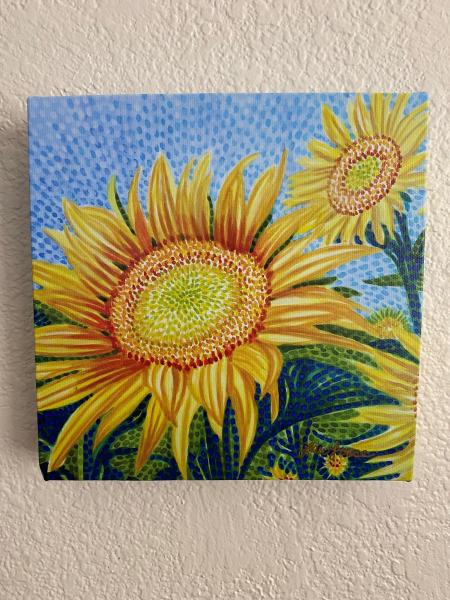 Watercolor Canvas Gallery Wrap Print - 8"x8" - "Sunflower" picture