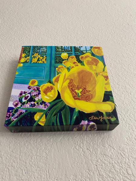 Watercolor Canvas Gallery Wrap Print - 8"x8" "Tulip - Yellow Lips" picture