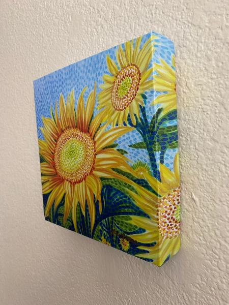 Watercolor Canvas Gallery Wrap Print - 8"x8" - "Sunflower" picture