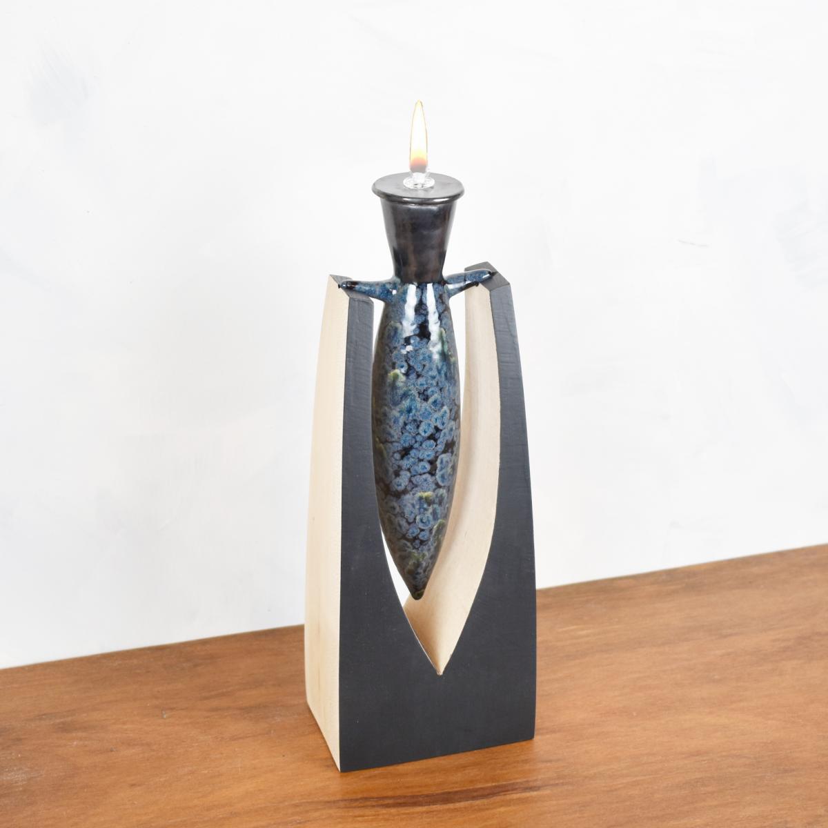 Pendulum Oil Lamp with Obsidian Glaze picture