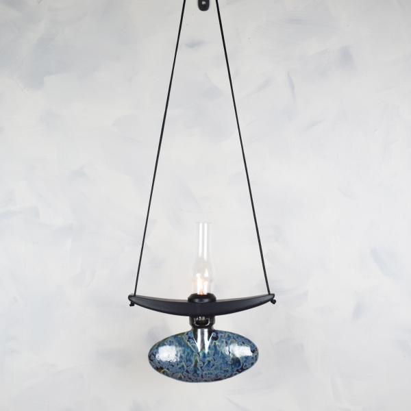 Oval Lamp in Obsidian Black with Glass Chimney picture