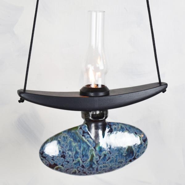 Oval Lamp in Obsidian Black with Glass Chimney picture