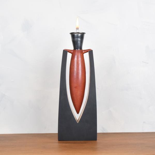 Pendulum Oil Lamp with Red Glaze