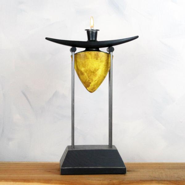 Pedestal Lamp- Arrow in Rustic Yellow