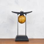 Pedistal Lamp- Globe in Yellow/Ocher