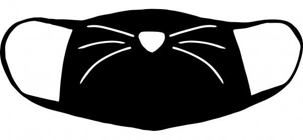 kitty whiskers mediumweight fabric face cover - two ply with ear straps picture