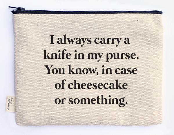 cheesecake knife in purse zipper pouch picture