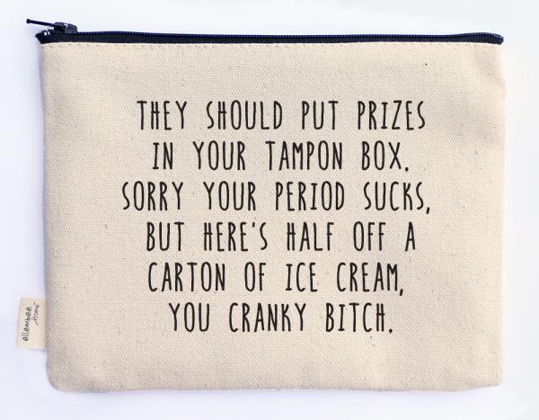 prizes in your tampon box zipper pouch picture