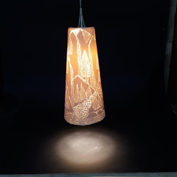 Pendant Lamp, Contemporary, 13 in, Fir trees