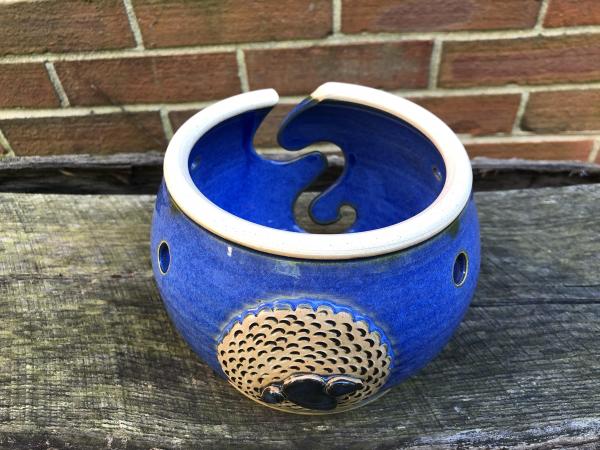 Blue Yarn Bowl With a Sheep Icon 2