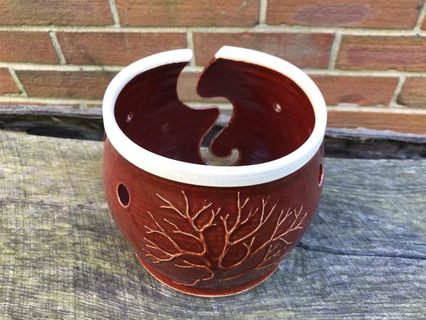 Red Yarn Bowl With a Tree 2