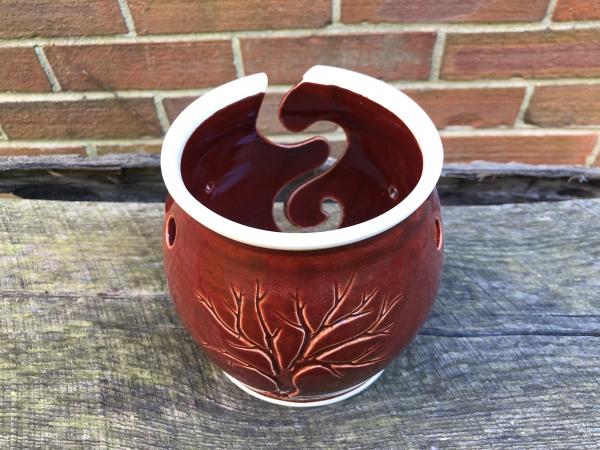Red Yarn Bowl With a Tree 1