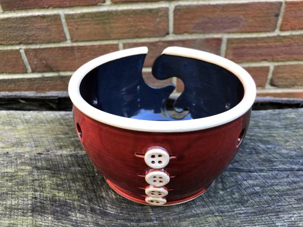 Red Yarn Bowl with Buttons