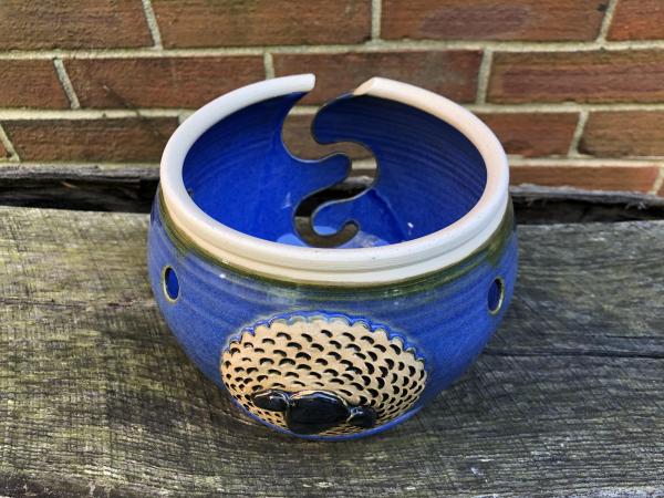 Blue Yarn Bowl With a Sheep Icon 3